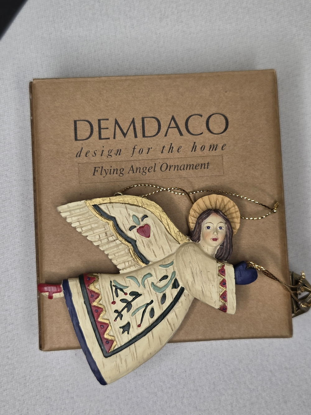 1998 Kathy Killip for Demdaco Flying Angel Ornament  Original Box Vtg Christmas